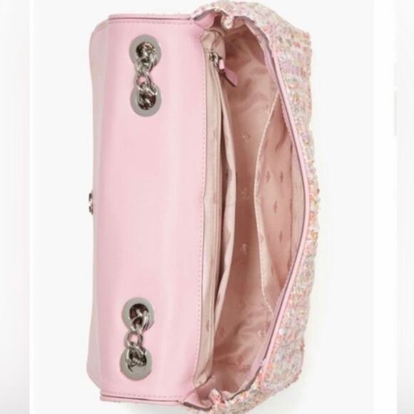 KATE SPADE Emelyn Briar Lane Quilted Tweed Crossbody Bag Chain Strap Pink NEW - Picture 2 of 14